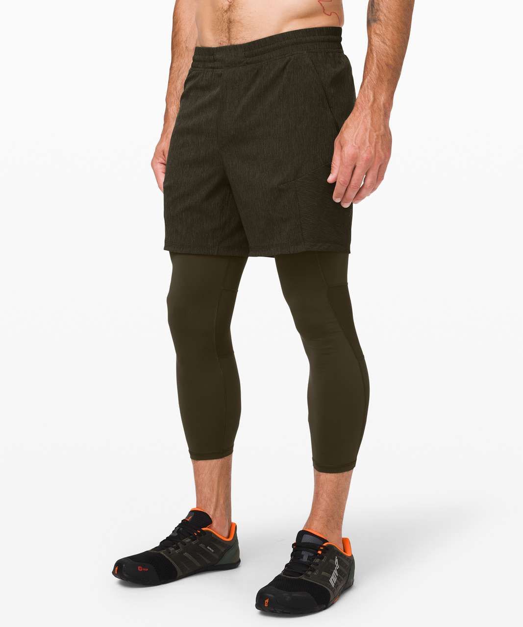 Lululemon Active Expert Short Tight 6" - Heathered Dark Olive / Dark Olive