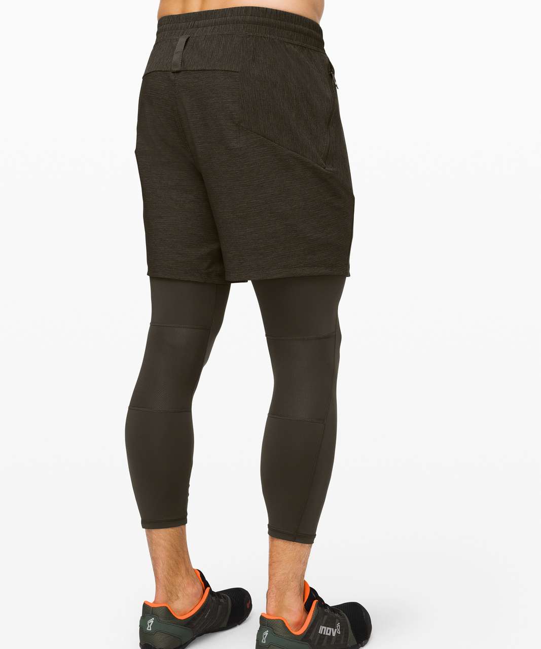 Lululemon Active Expert Short Tight 6" - Heathered Dark Olive / Dark Olive