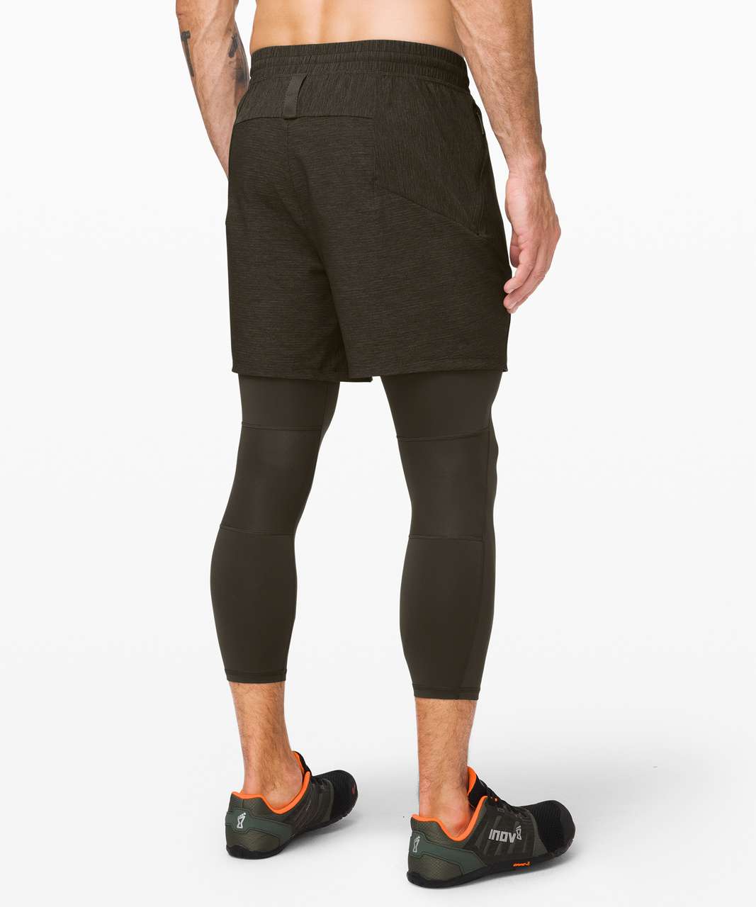 Lululemon Active Expert Short Tight 6" - Heathered Dark Olive / Dark Olive