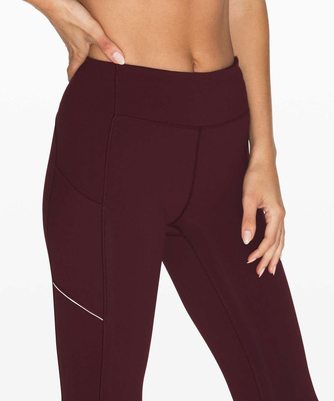 Lululemon speed up Legging side pockets ruched leg size 8 Maroon Bordeaux