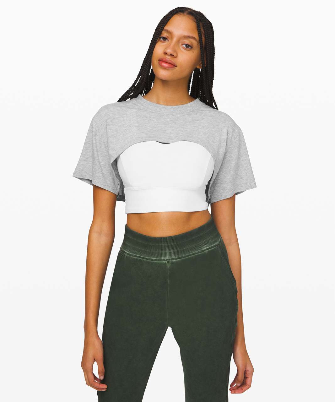 Lululemon Mind Over Miles Crop Top - White - lulu fanatics