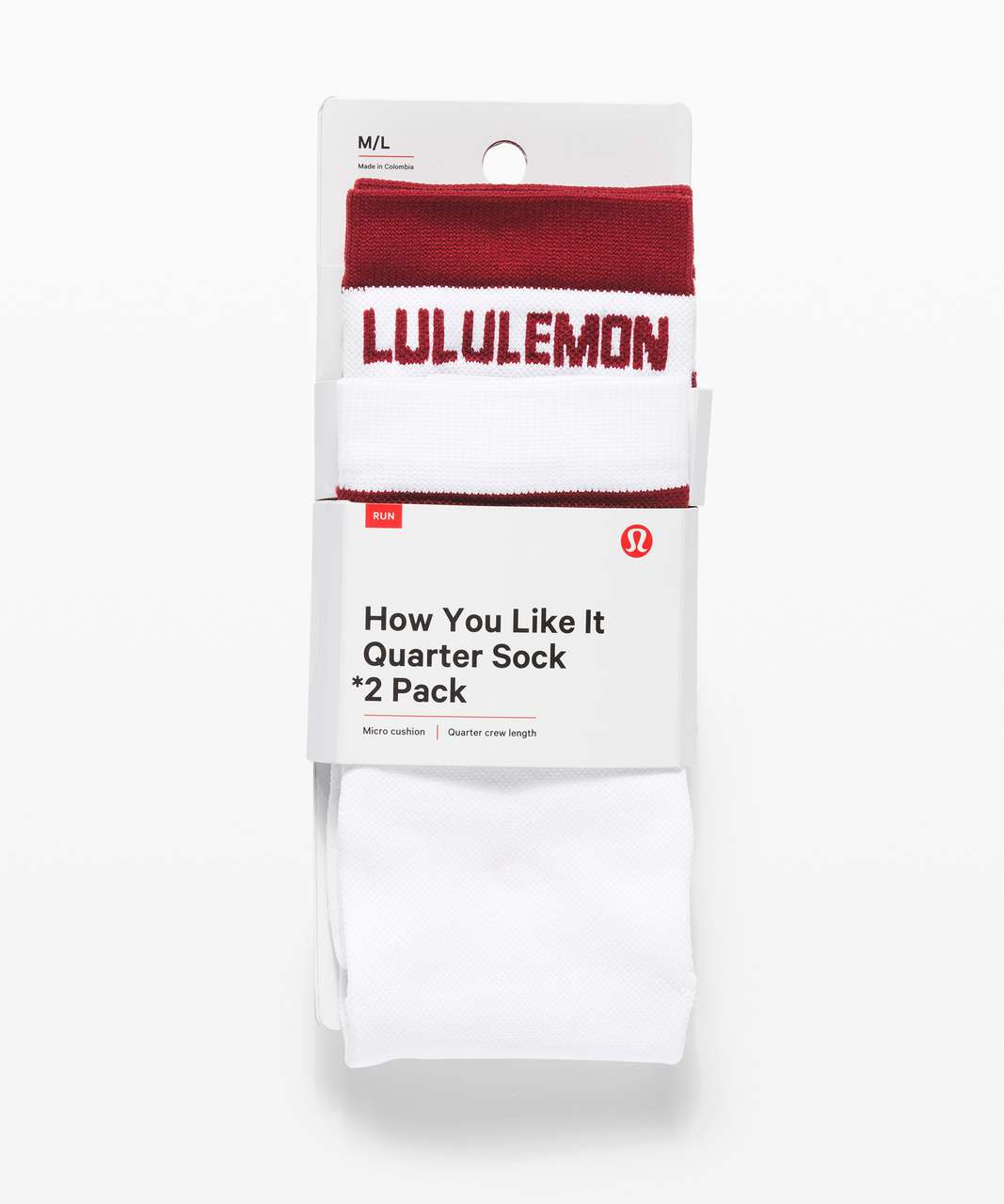 Lululemon How You Like It Quarter Sock *2-Pack - White / Dark Sport Red