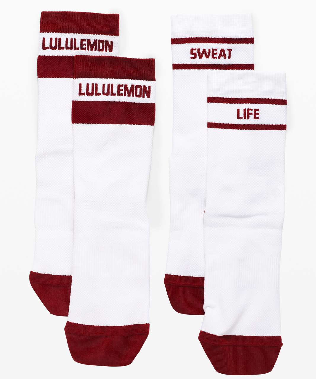 Lululemon How You Like It Quarter Sock *2-Pack - White / Dark Sport Red