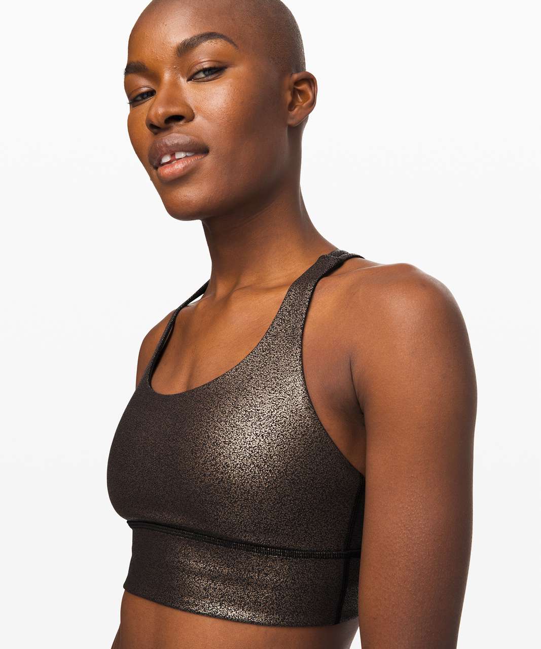 Lululemon Energy Bra Long Line *Foil - Luminosity Foil Print Black Copper Foil