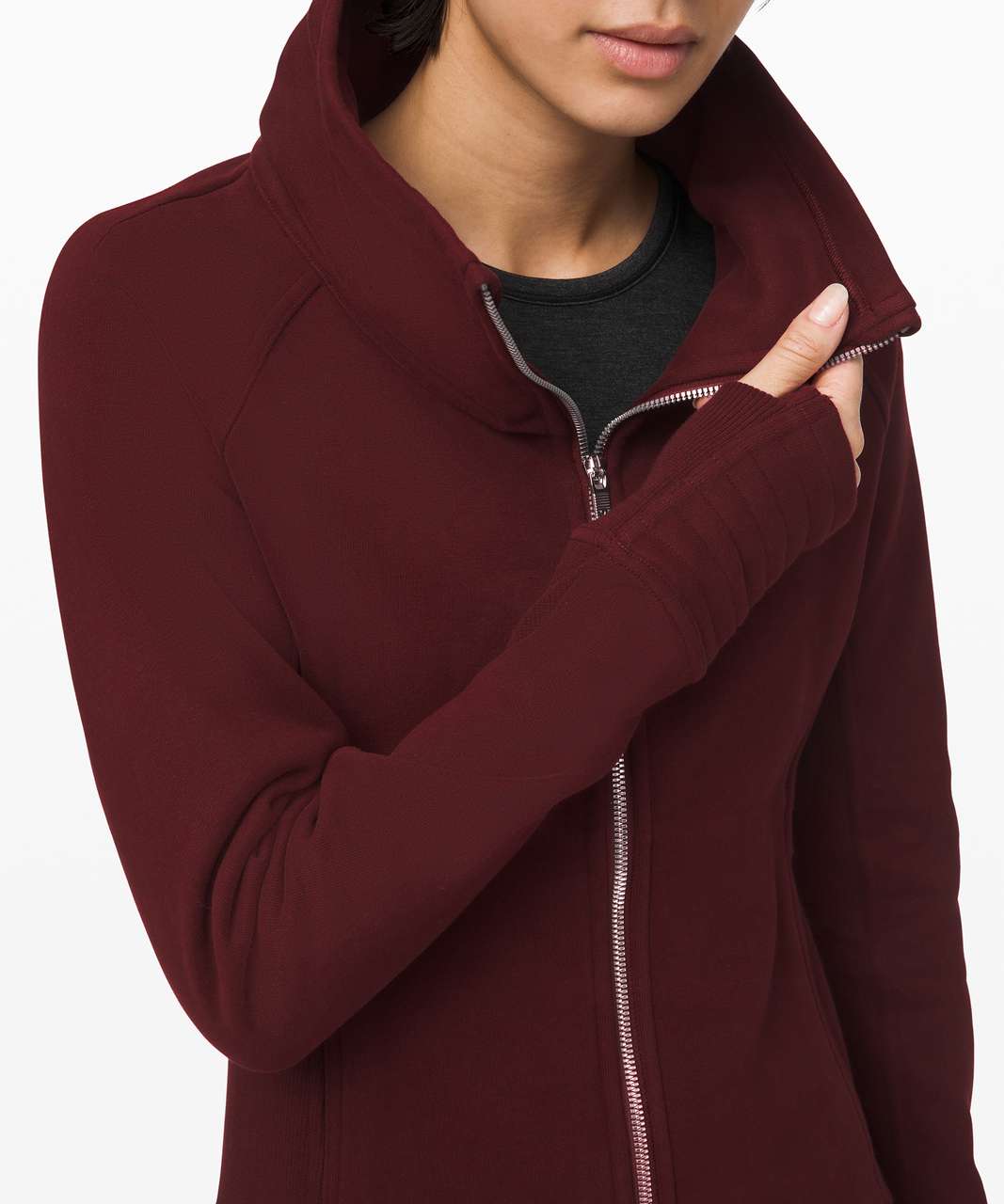 Lululemon Women's Radiant Full Zip Cotton Fleece Jacket Sweater II Size 8  Cassis