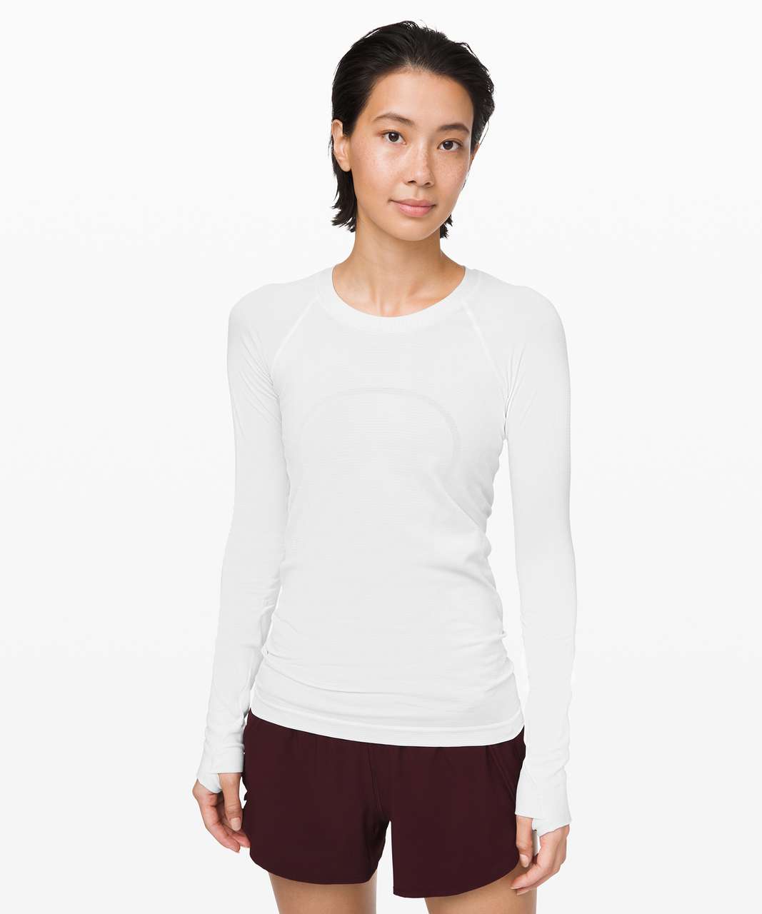 Lululemon Swiftly Speed Long Sleeve *Shine - White / White / Silver ...