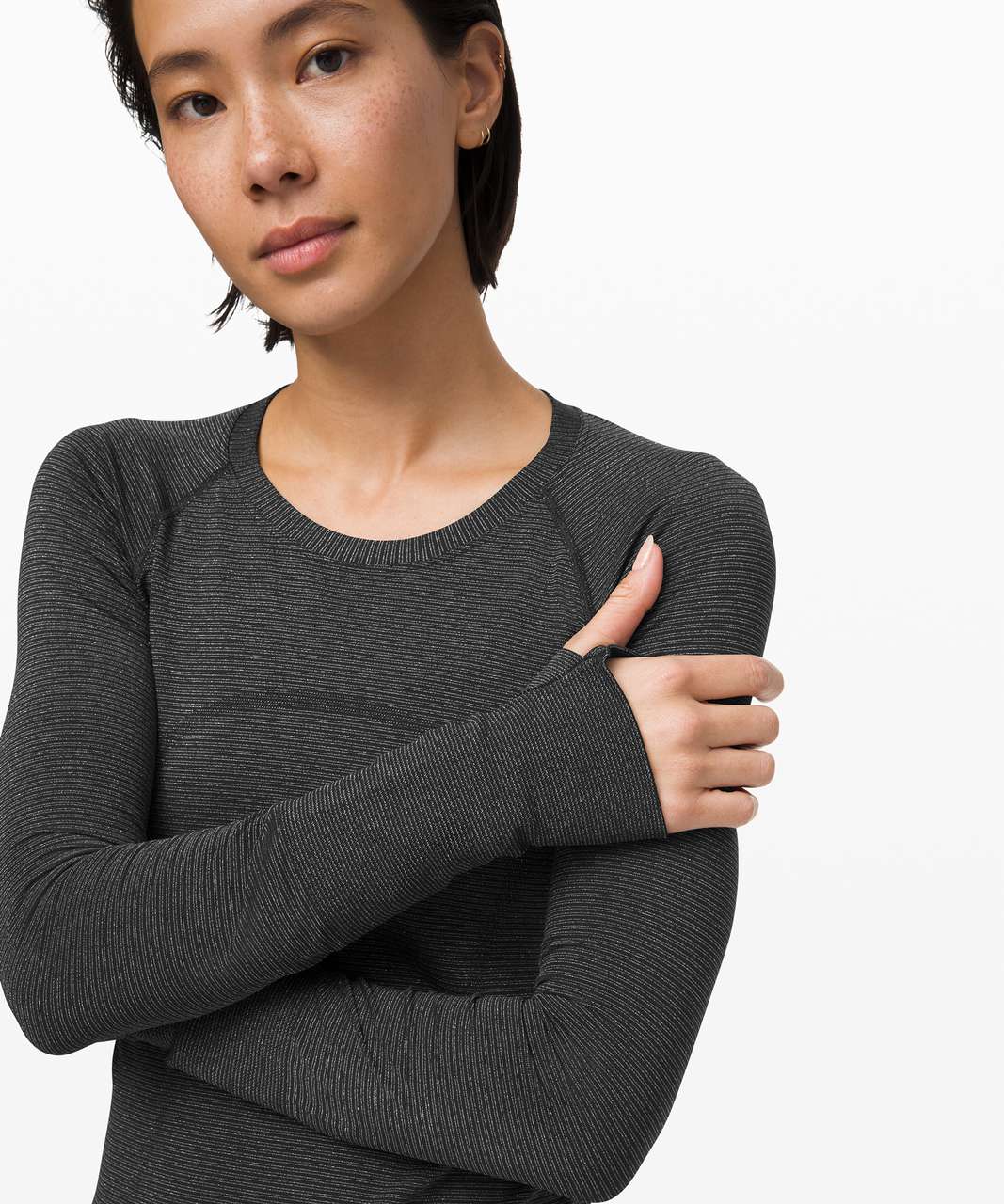 Lululemon Swiftly Speed Long Sleeve *Shine - Black / White