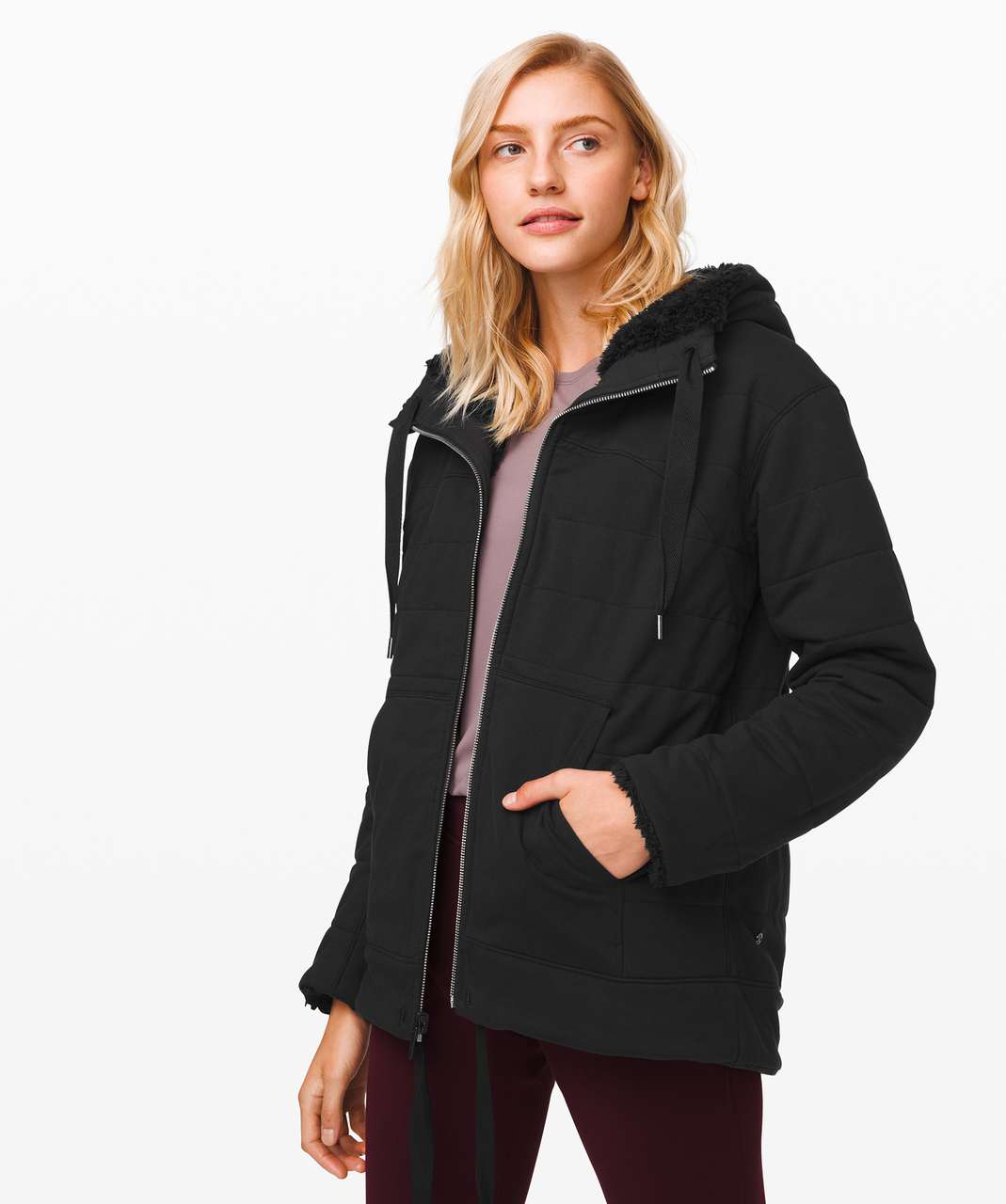 Lululemon Warmth Restore Sherpa Full Zip - Black / Black