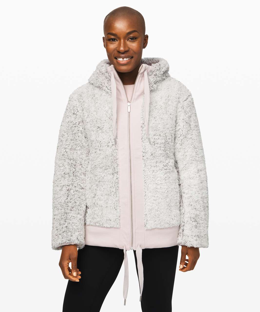 Lululemon Warmth Restore Sherpa Full Zip - Light Chrome / Heathered White