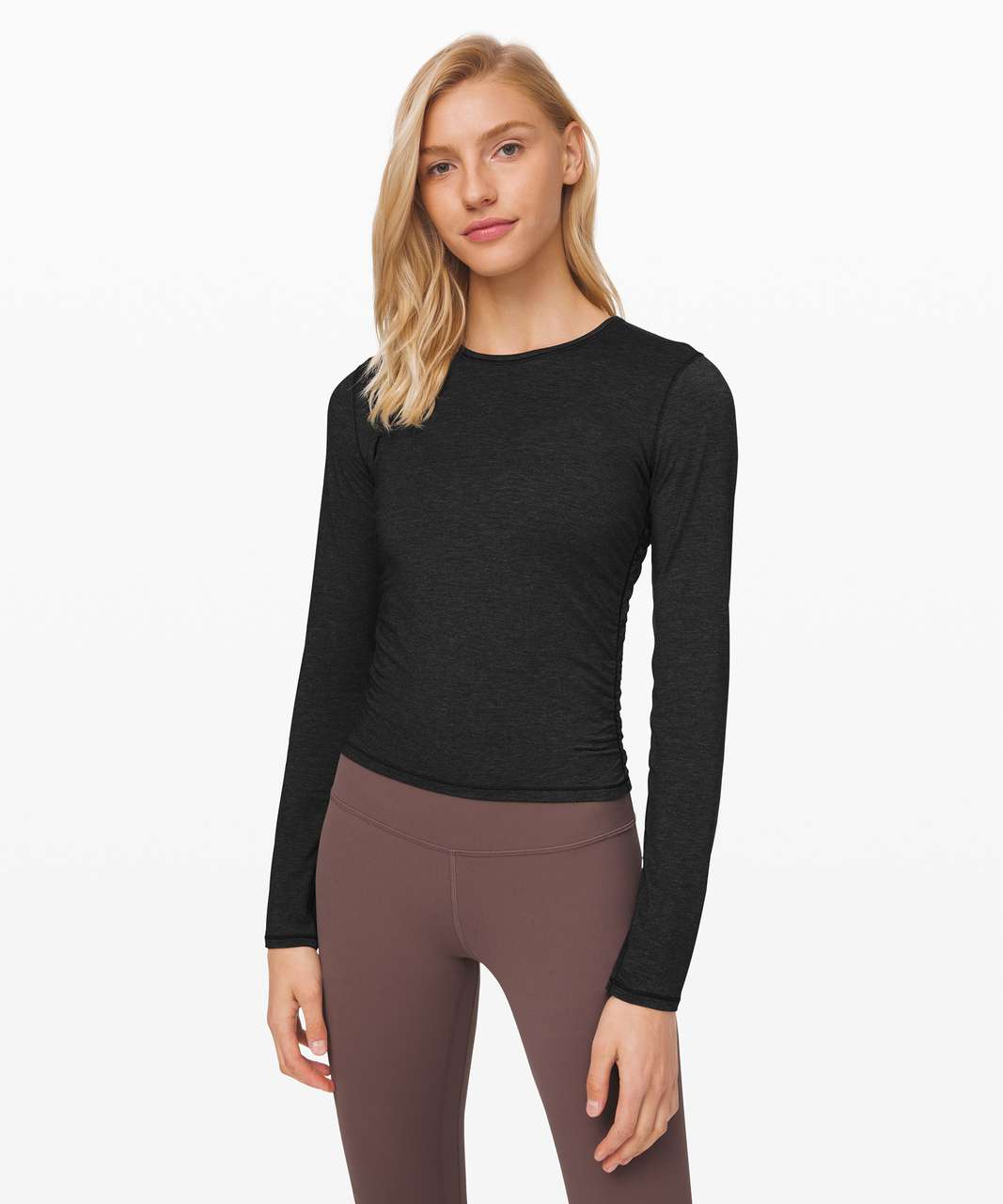 Lululemon Truthful Form Long Sleeve - Heathered Black - lulu fanatics