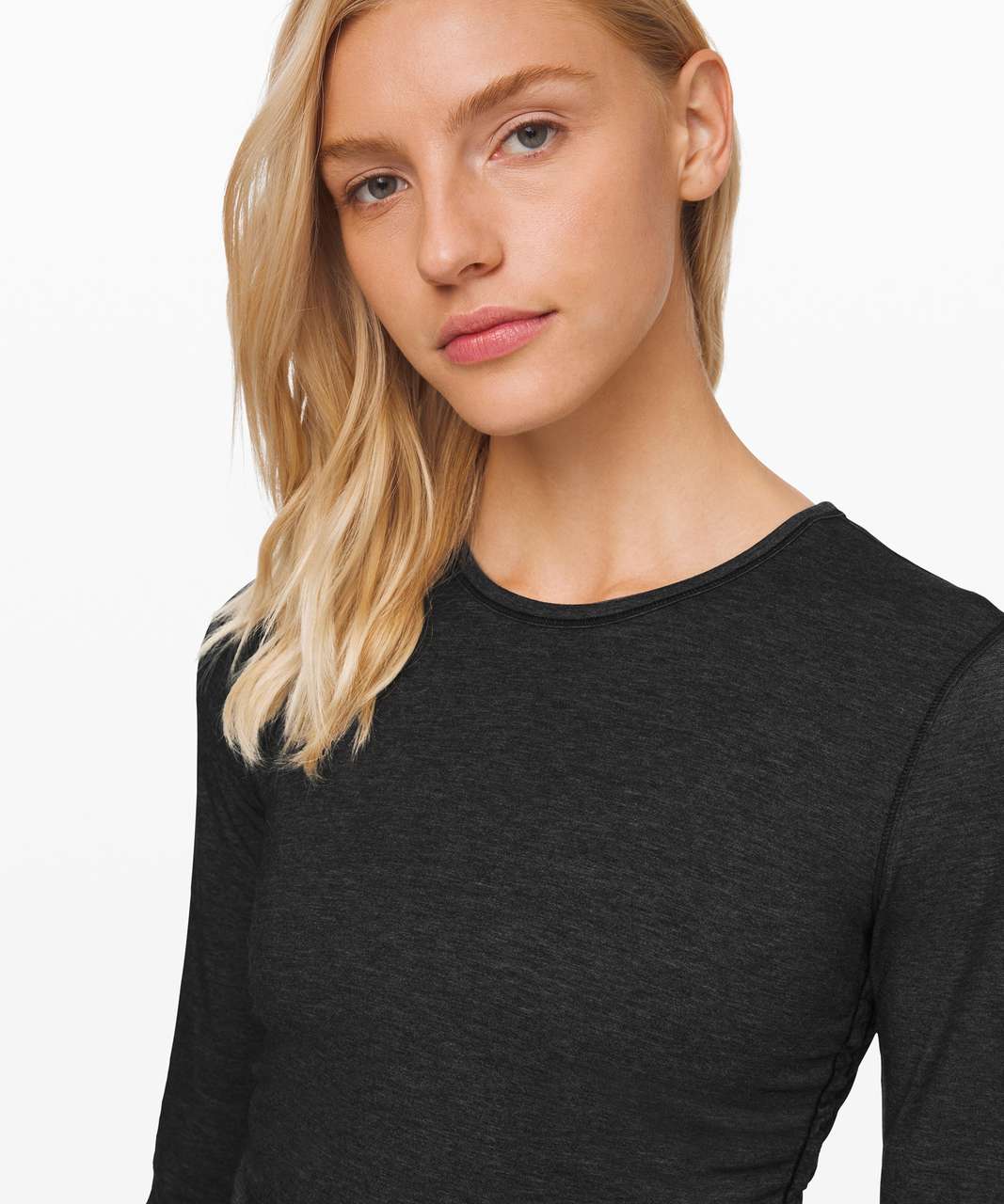 Lululemon Truthful Form Long Sleeve - Heathered Black - lulu fanatics