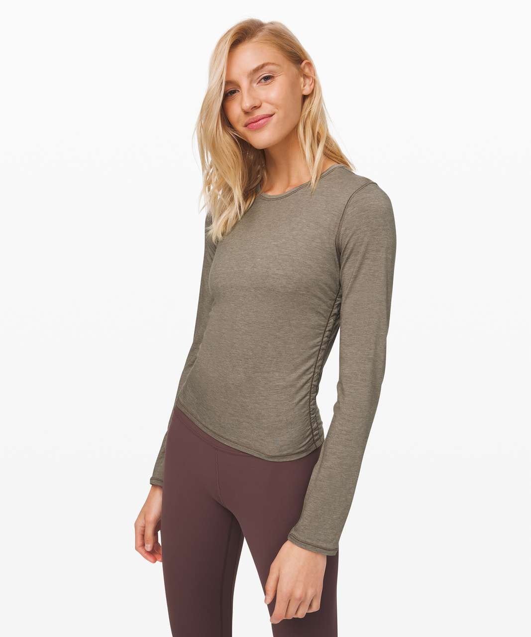 Lululemon Truthful Form Long Sleeve - Heathered Carbon Dust - lulu fanatics