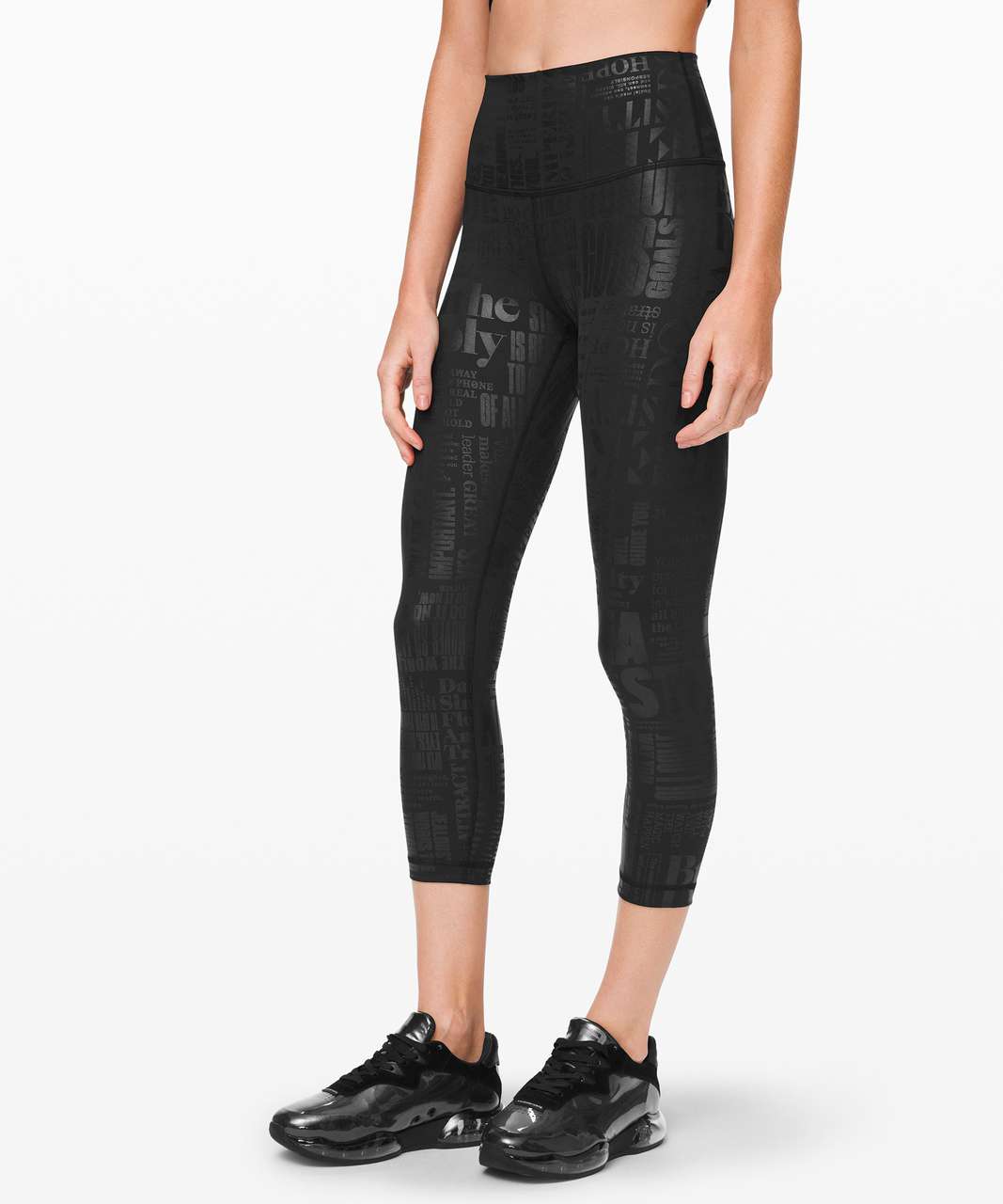 Lululemon Wunder Under High-Rise Crop 23 *Full-On Luxtreme Manifesto -  20YR Manifesto Foil Black Black - lulu fanatics