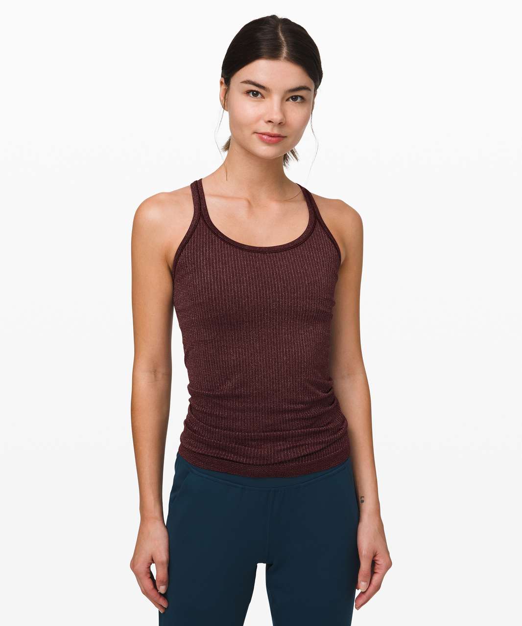 OOTD…. Reversible crossover sweater, WT black granite, EBB and align tank  in a light purple, can't remember the name. : r/lululemon