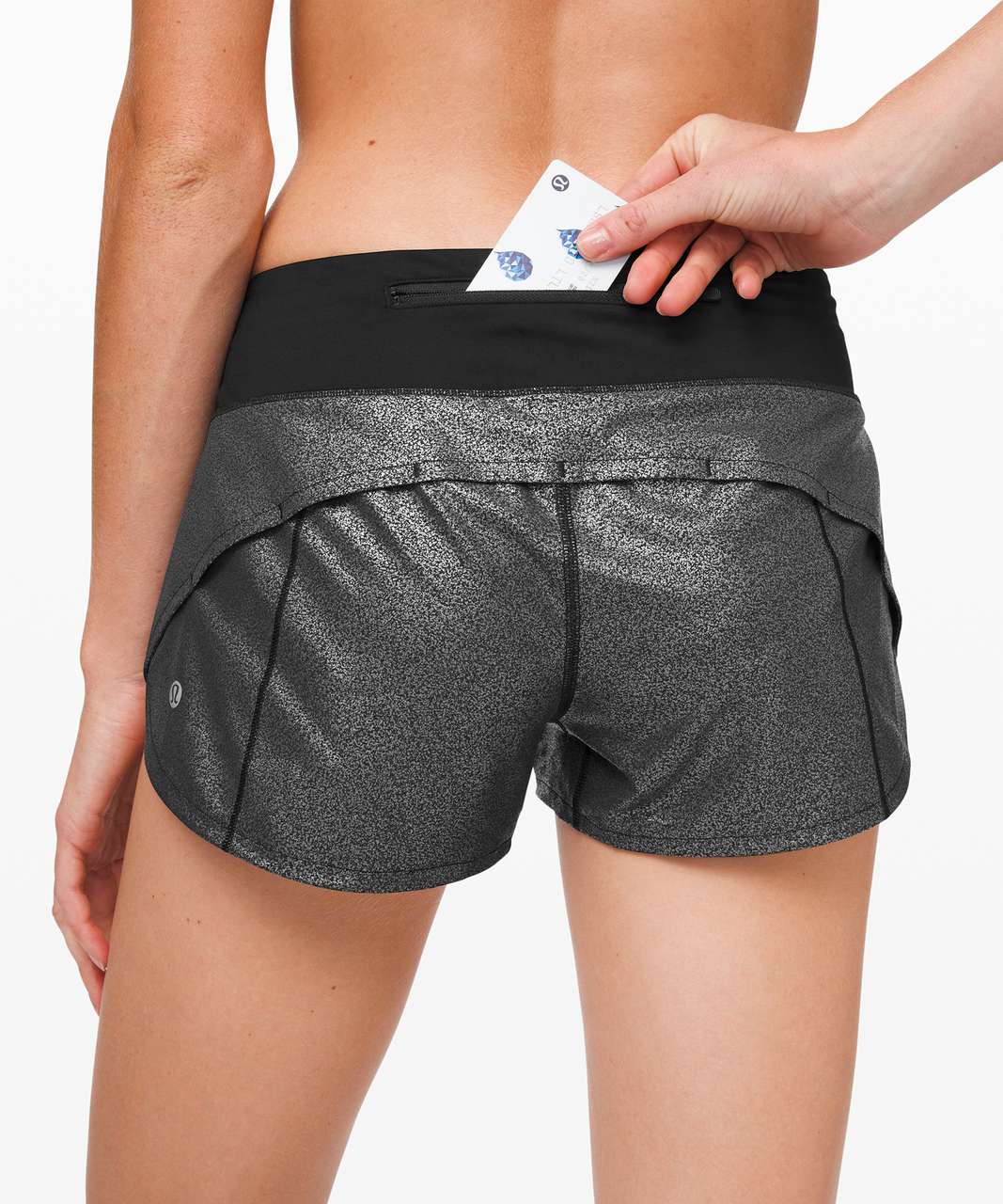 Lululemon Speed Up Short *2.5" Foil - Luminosity Foil Print Black Silver / Black