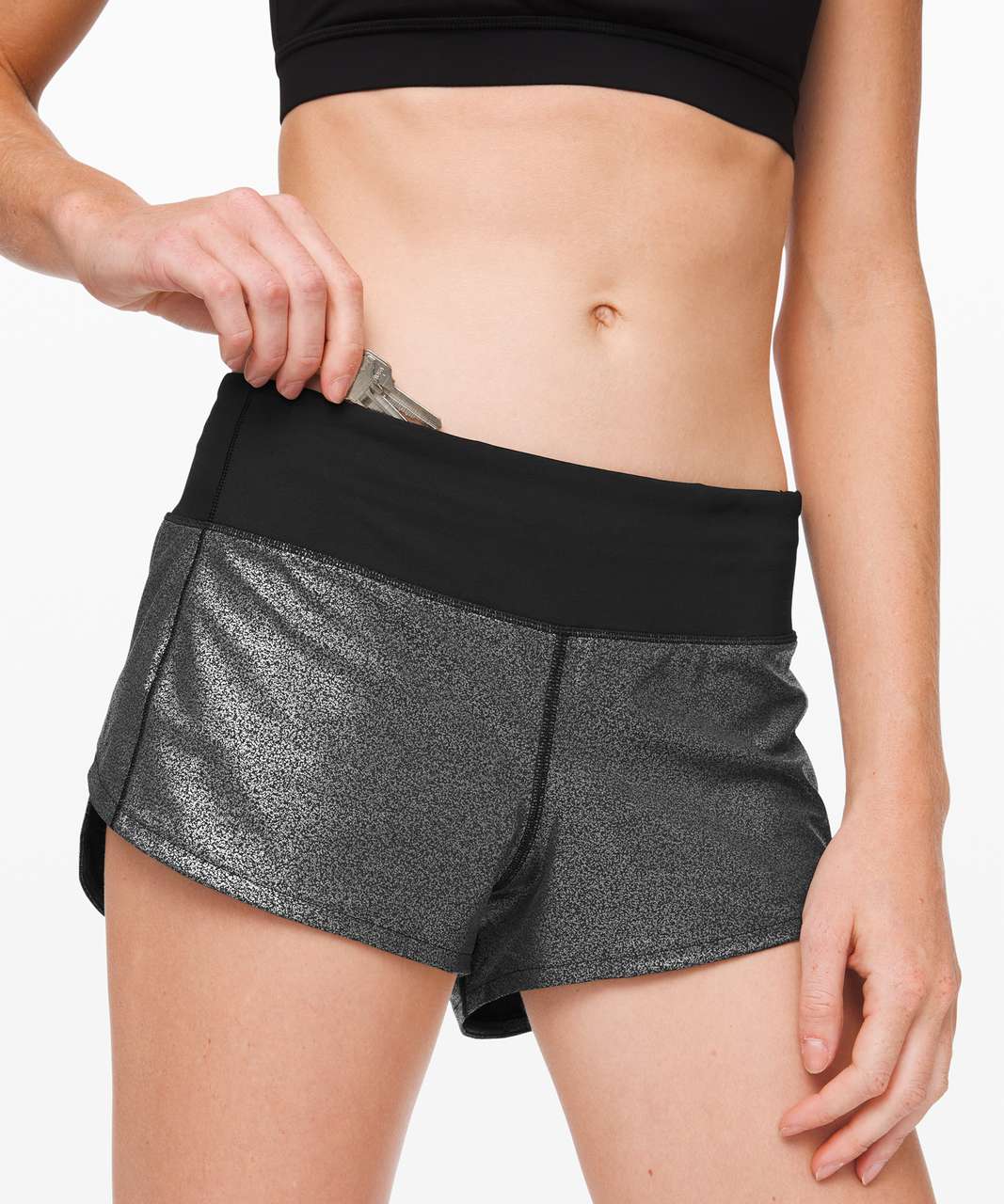 Lululemon Speed Up Short *2.5" Foil - Luminosity Foil Print Black Silver / Black