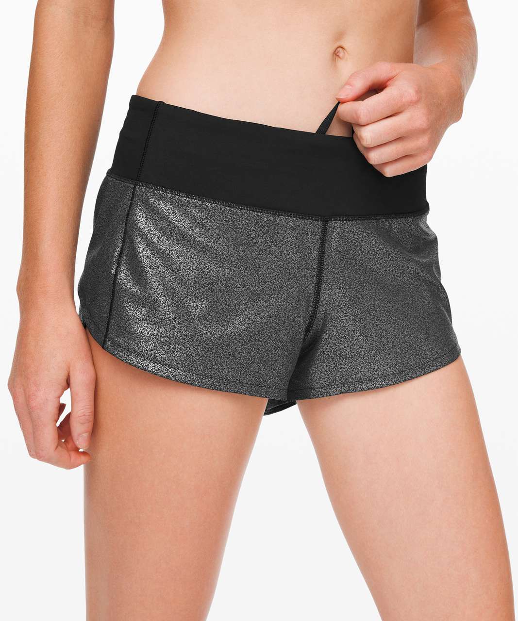 Lululemon Speed Up Short *2.5 Foil - Luminosity Foil Print Black Silver /  Black - lulu fanatics