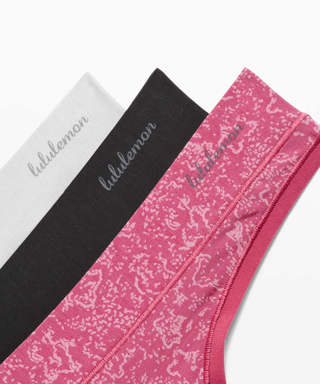 Lululemon Mula Bandhawear Thong *3 Pack - Floral Stitch Pink Taupe Moss Rose / Black / Jade Grey