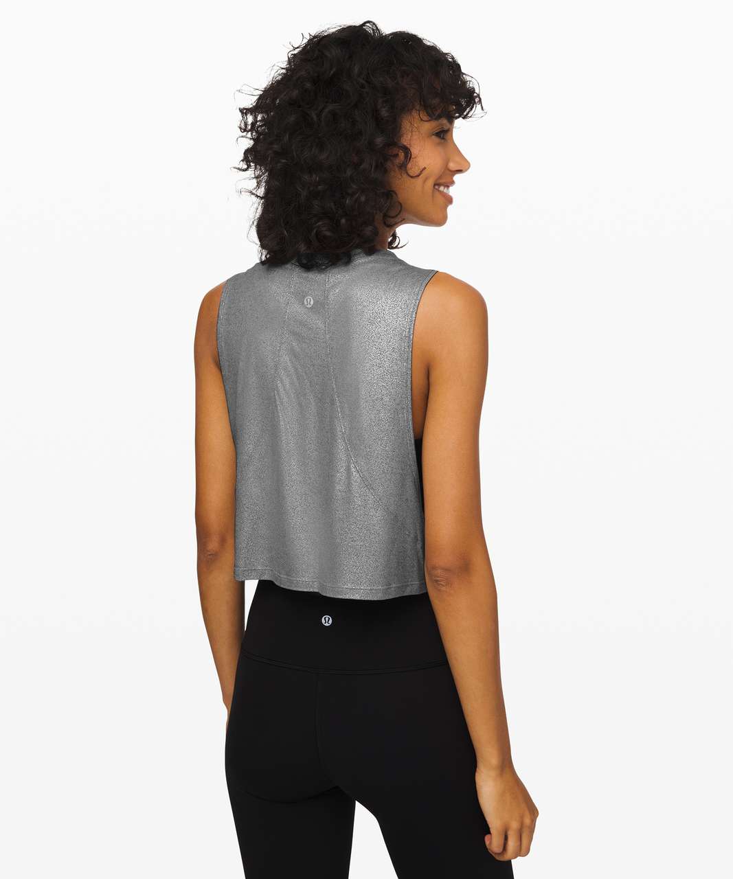 Lululemon Muscle Love Crop Tank *Foil - Luminosity Foil Print Heathered Metal Grey Silver Foil