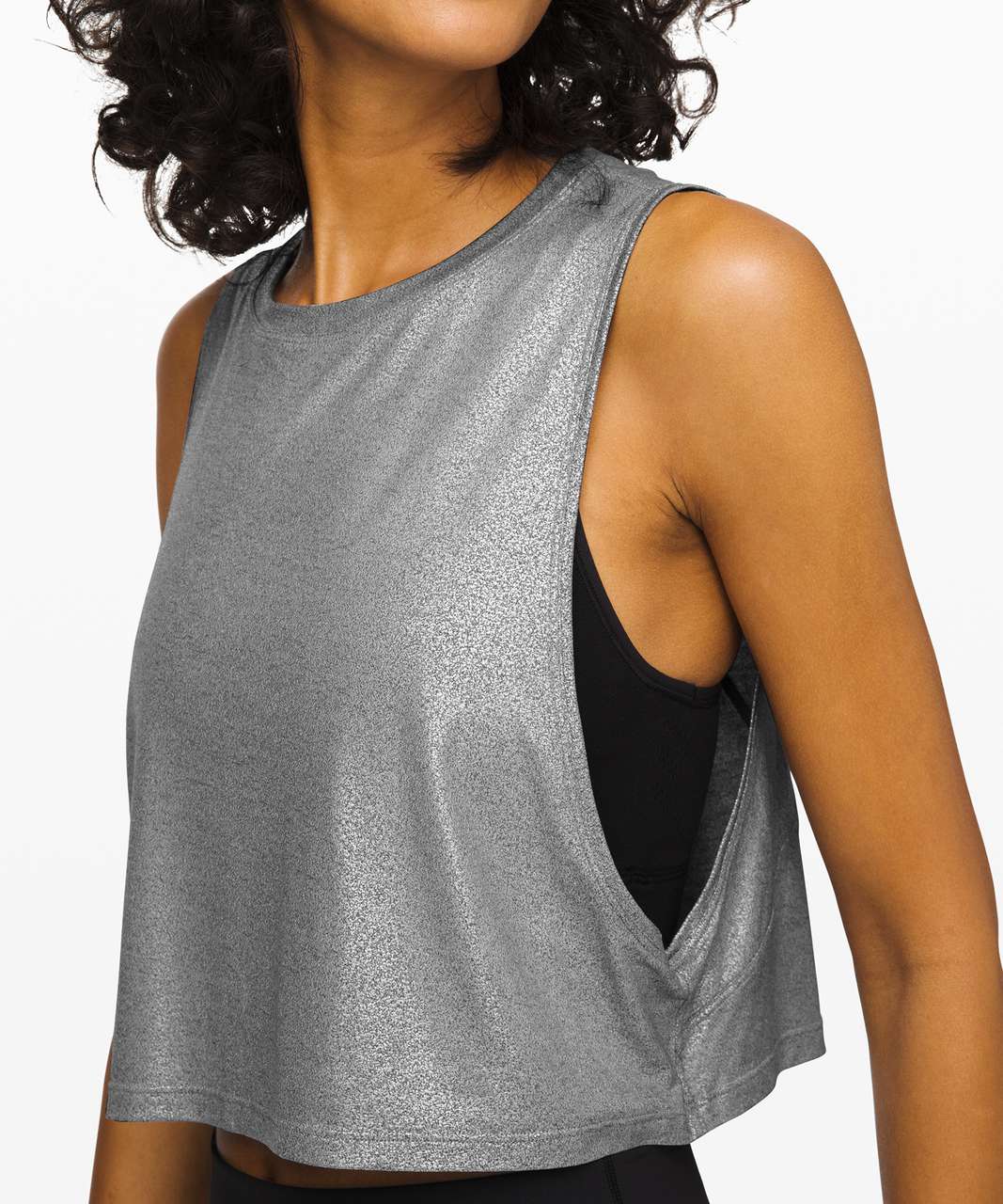 Lululemon Muscle Love Crop Tank *Foil - Luminosity Foil Print Heathered Metal Grey Silver Foil