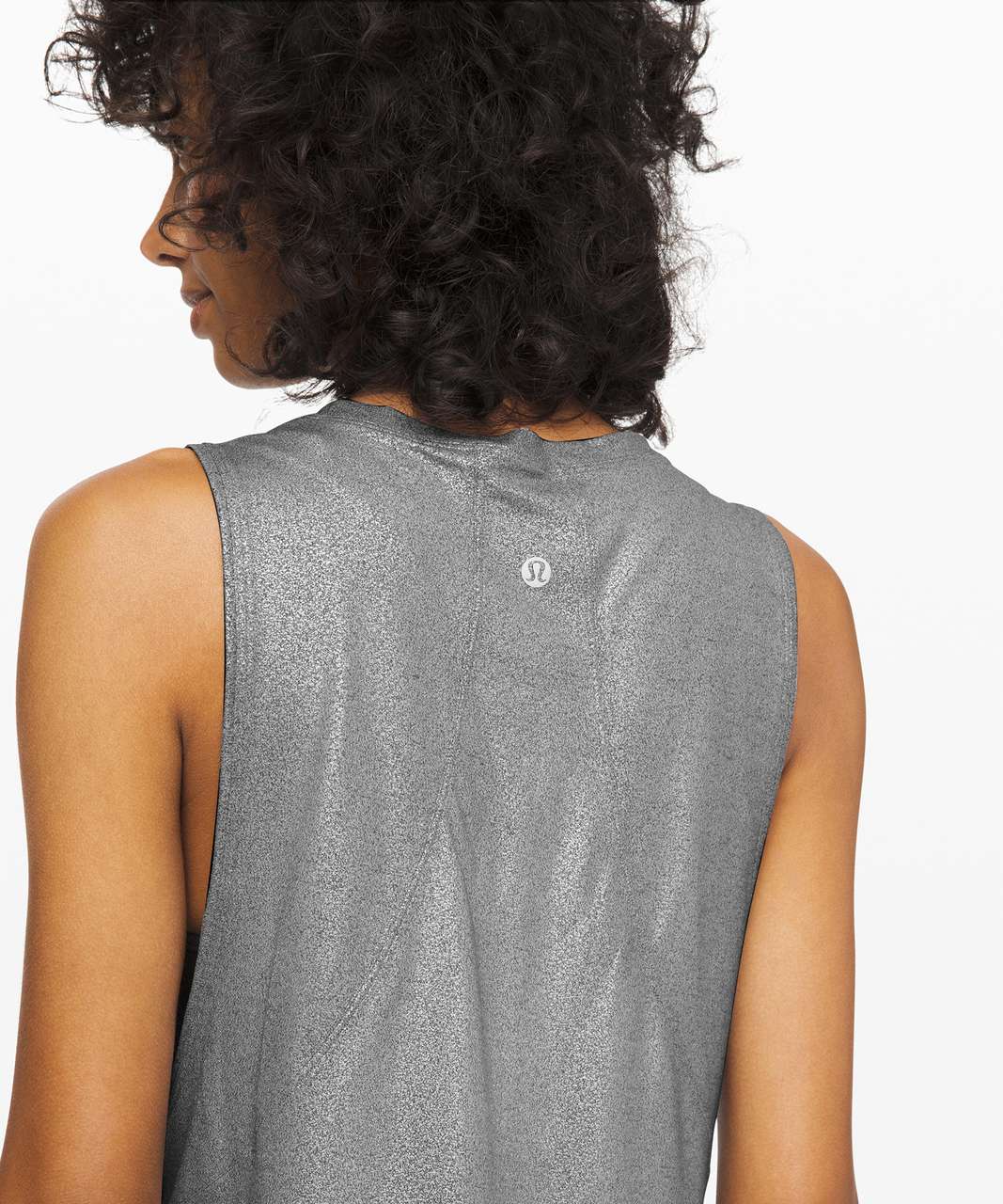 Lululemon Muscle Love Crop Tank *Foil - Luminosity Foil Print Heathered  Metal Grey Silver Foil - lulu fanatics