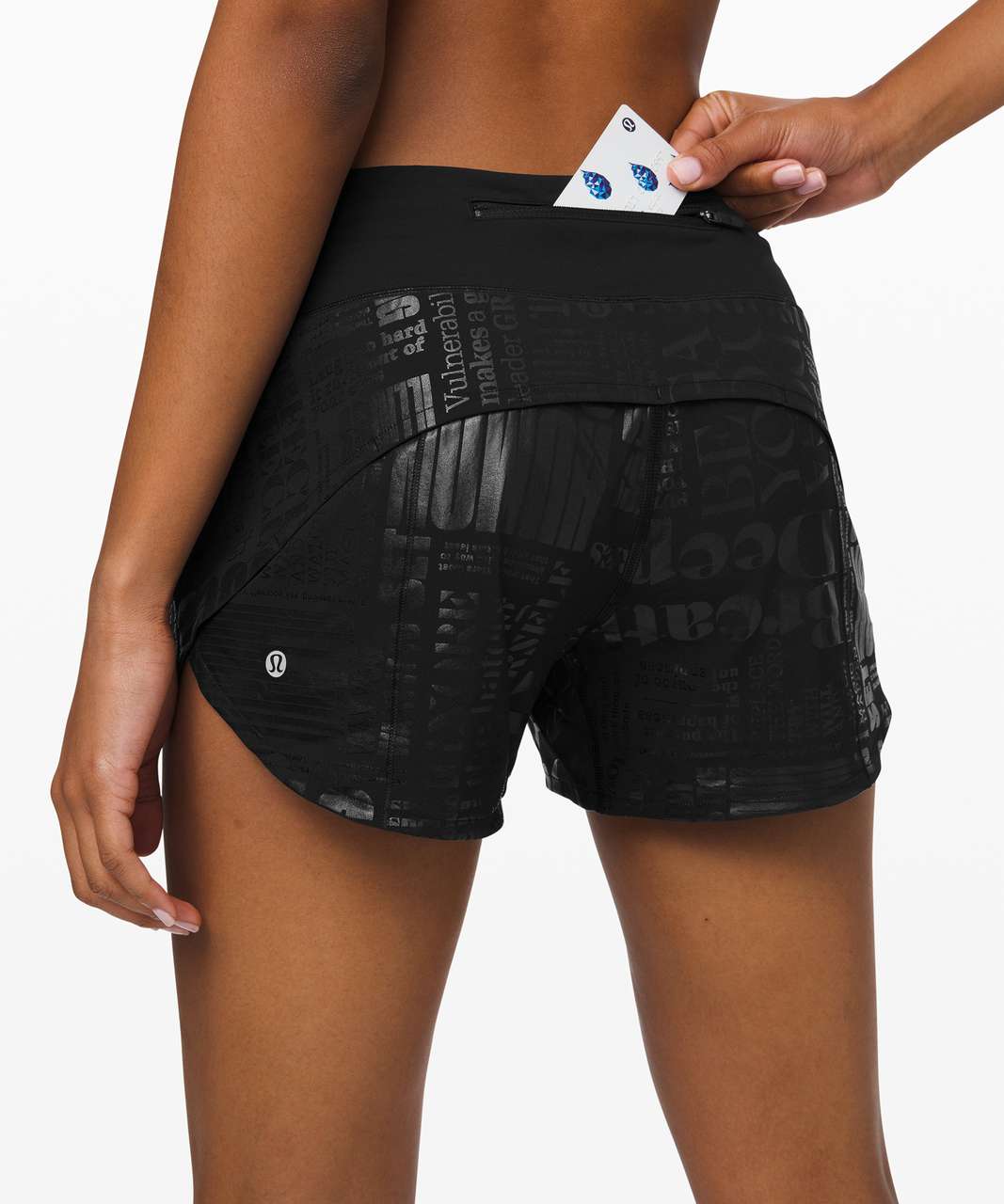 Lululemon Speed Up Short *Long 4" Manifesto - 20YR Manifesto Foil Black Black / Black