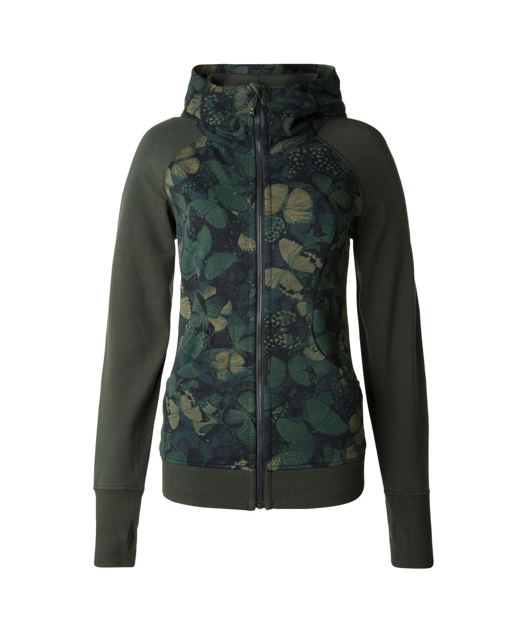 Lululemon Scuba Hoodie III (Terry) - Biggie So Fly Butterfly Fatigue Green Black / Black