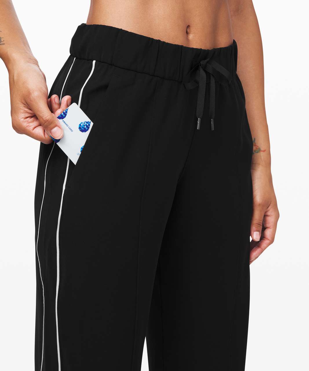 Lululemon On the Right Track Pant - Black / White - lulu fanatics