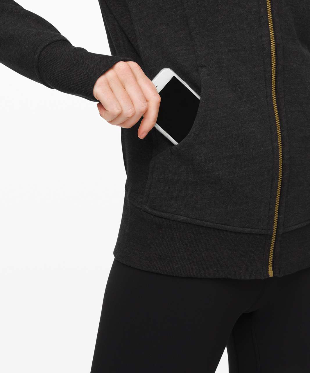 Lululemon Scuba Hoodie *Light Cotton Fleece - Heathered Core Black / Gold