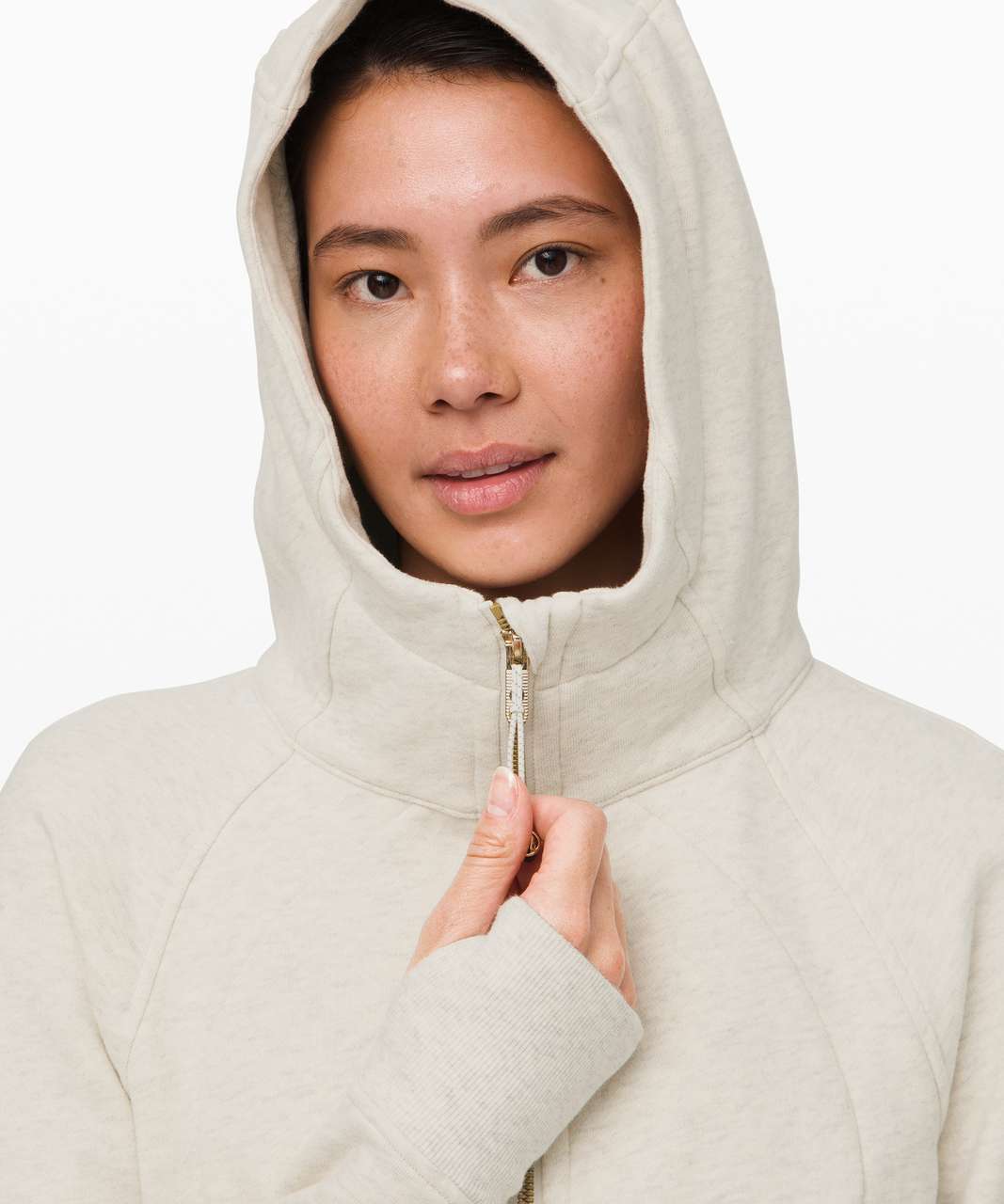 Lululemon scuba hoodie gold heather ivory grey size 10 like NEW