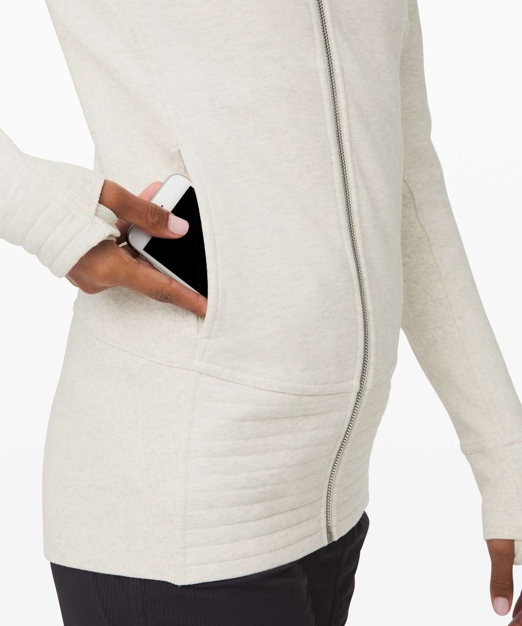 Lululemon 4 Radiant Full-Zip High Neck Jacket II Heathered White Women's