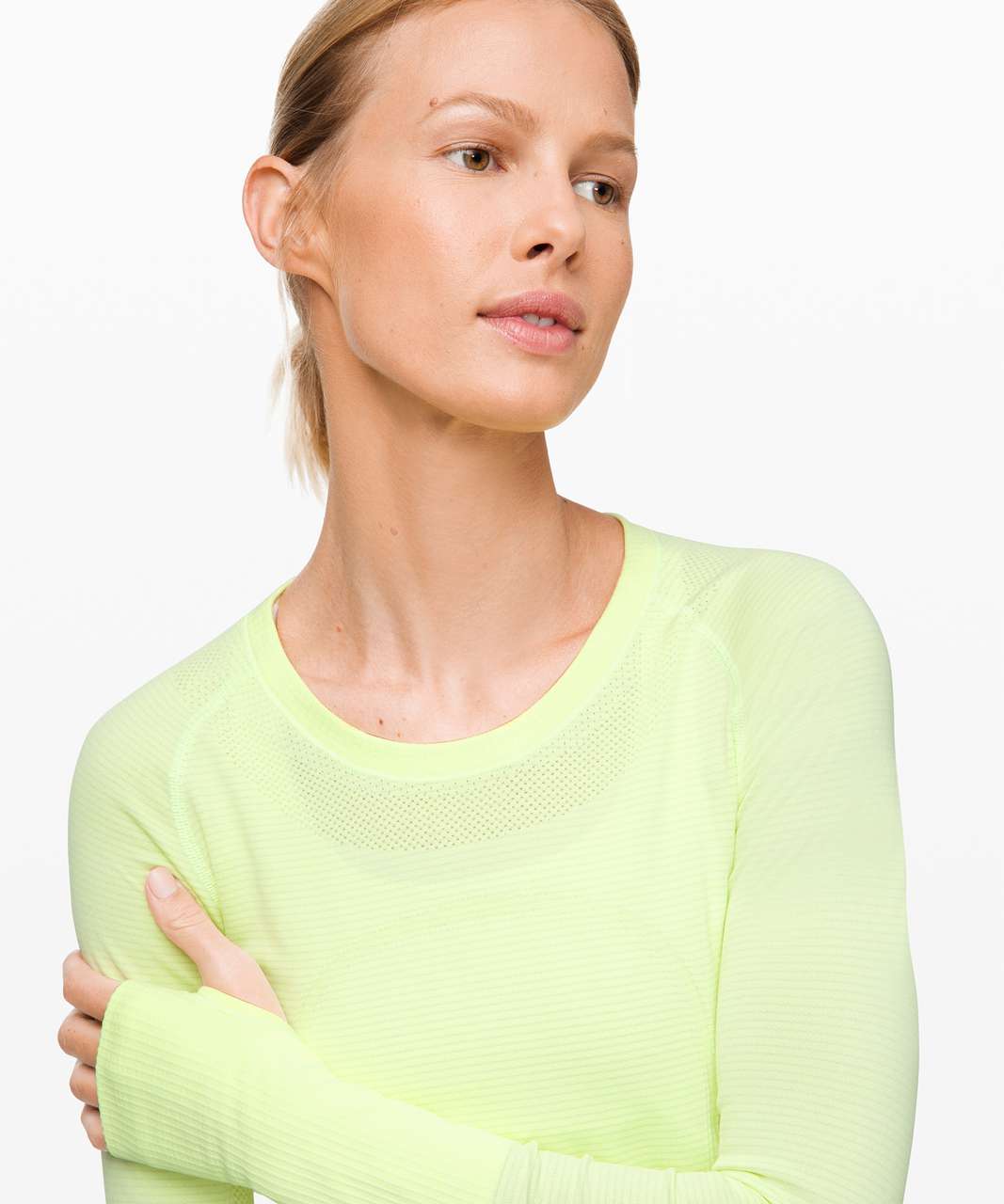 Lululemon Swiftly Tech Long Sleeve Crew - Florid Flash / White