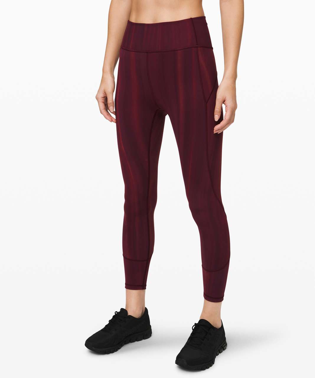 Lululemon In Movement Tight 25" *Everlux - Linear Spray Dye White Garnet