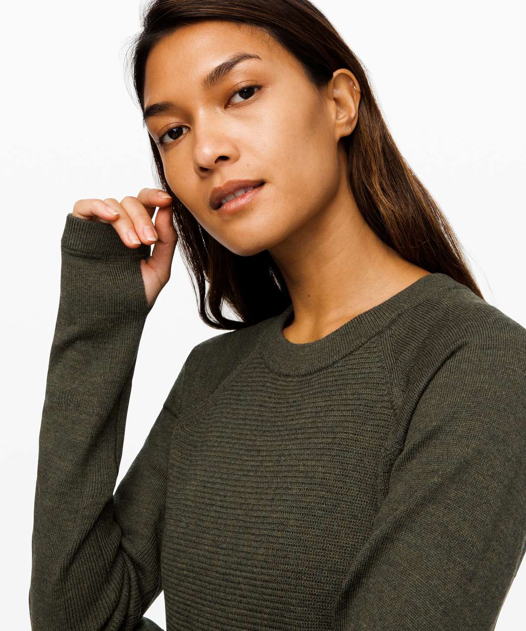 Lululemon Sit In Lotus Sweater - Heathered Dark Olive - lulu fanatics