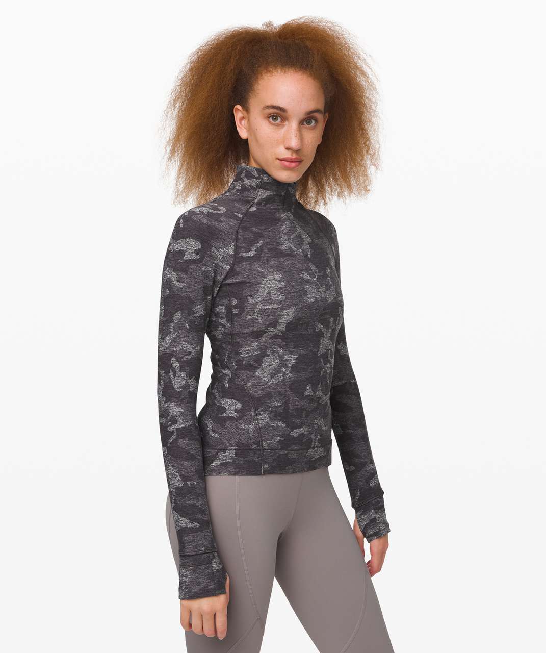 Lululemon Outrun the Elements 1/2 Zip - Incognito Camo HTR Black - lulu  fanatics