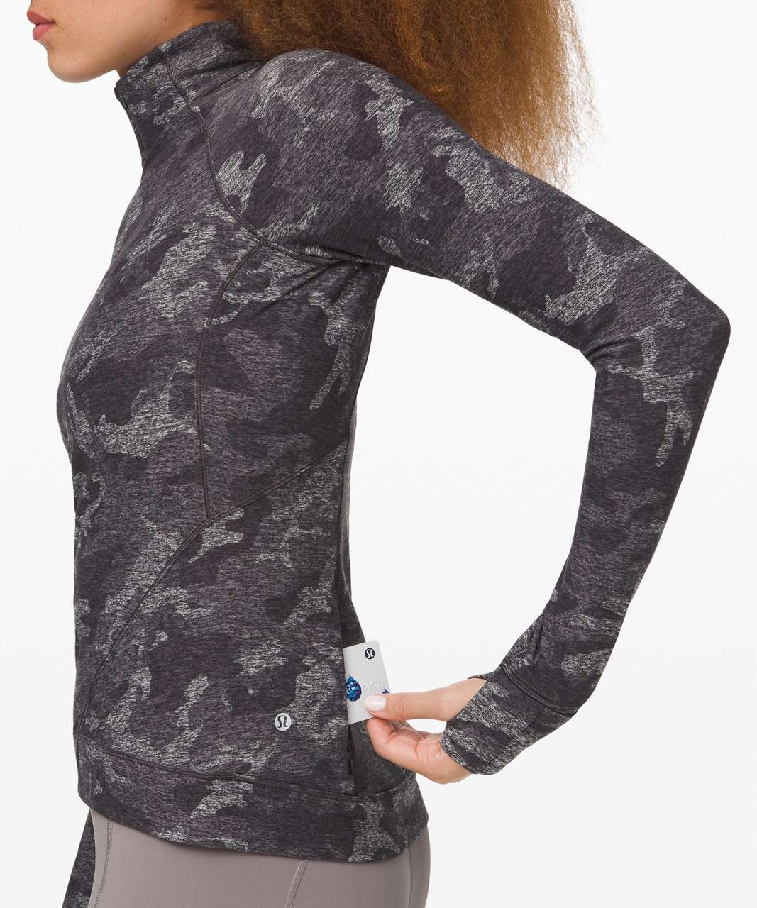 Lululemon Outrun the Elements 1/2 Zip - Incognito Camo HTR Black