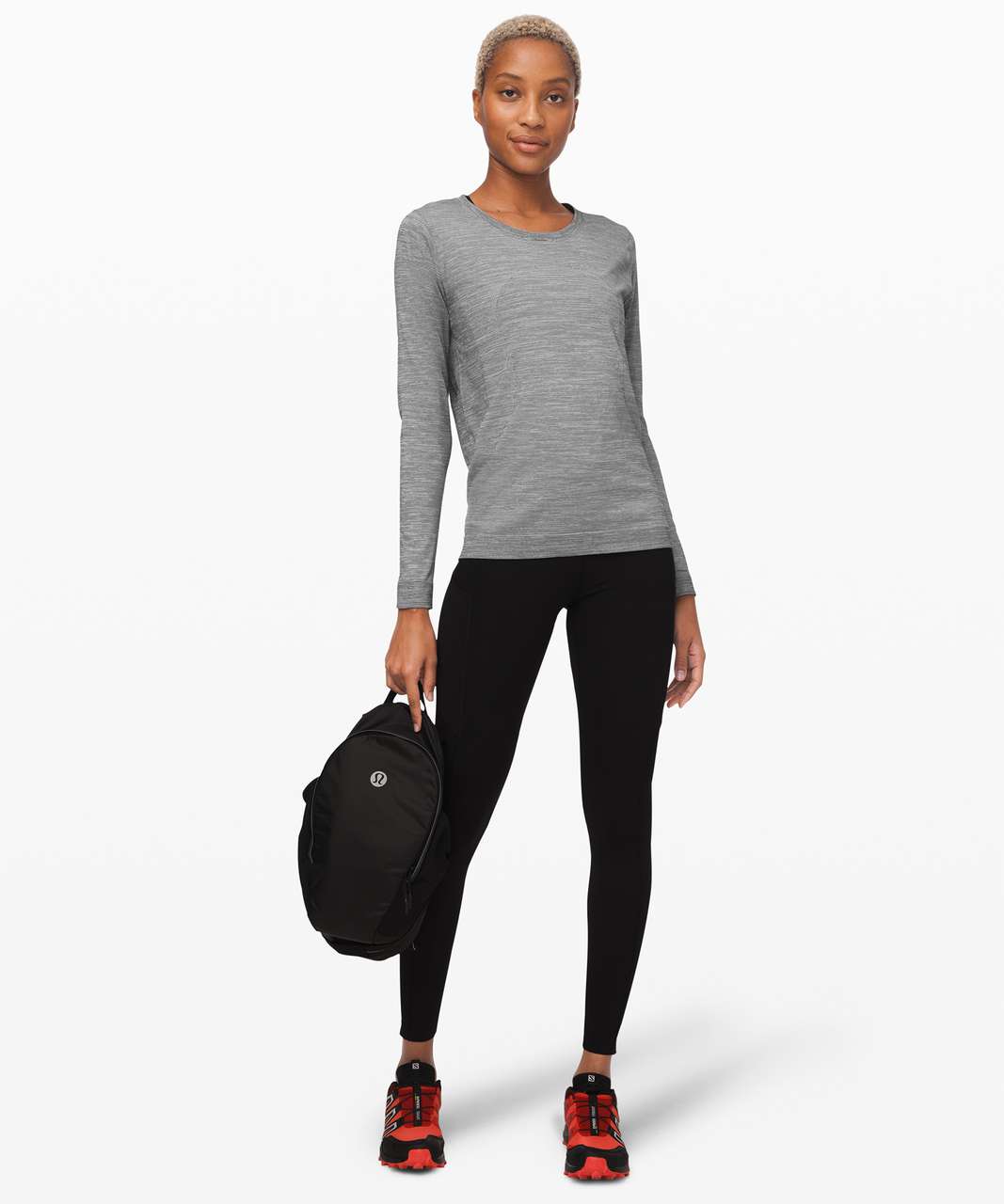 Lululemon Swiftly Tech Long Sleeve Crew (White/White/Black, 12) at   Men's Clothing store