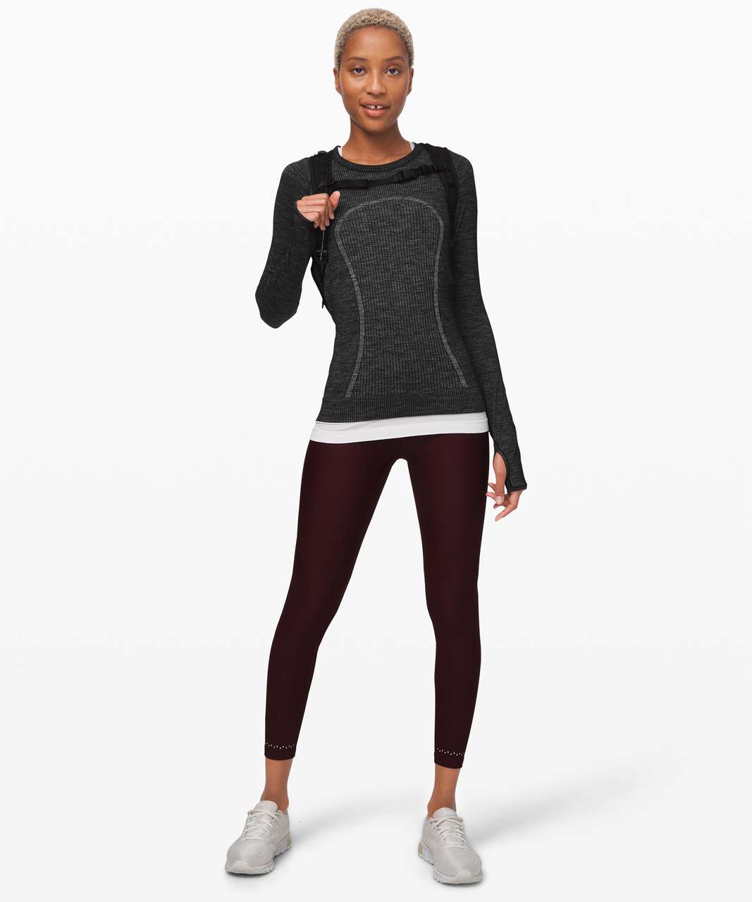 Lululemon Swiftly Wool Pullover - Black / White - lulu fanatics