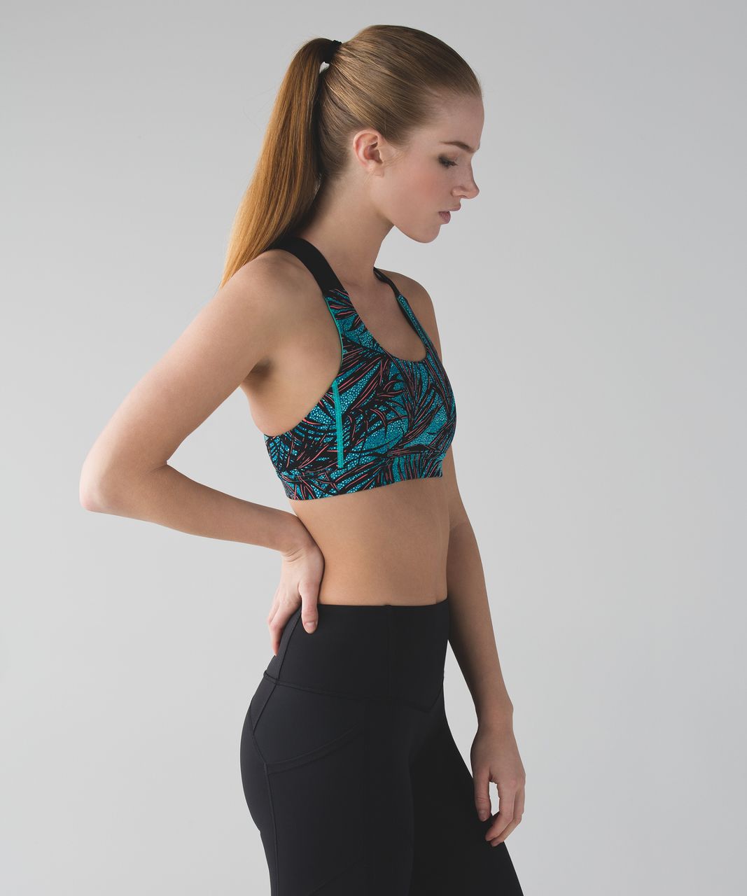 Lululemon All Sport Bra III - Mini Palm Lace Tofino Teal Multi / Black