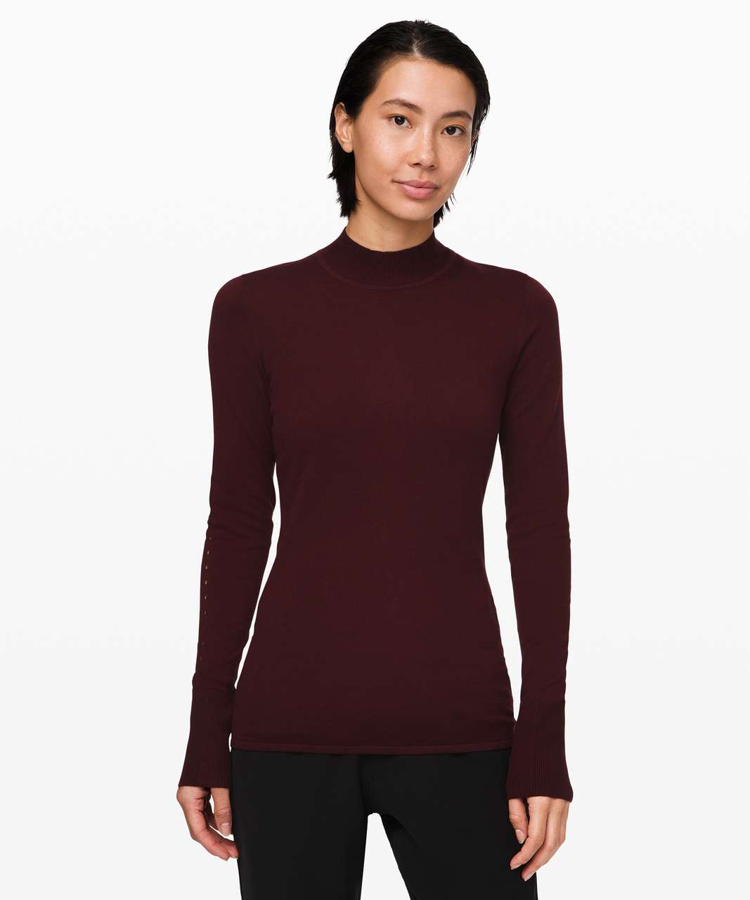 Lululemon Stand Steady Mock Neck Sweater - Garnet - lulu fanatics