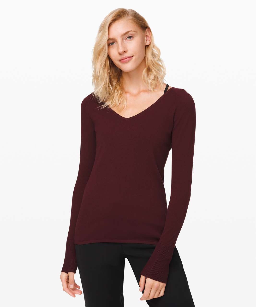 Lululemon Stand Steady V-Neck Sweater - Garnet - lulu fanatics