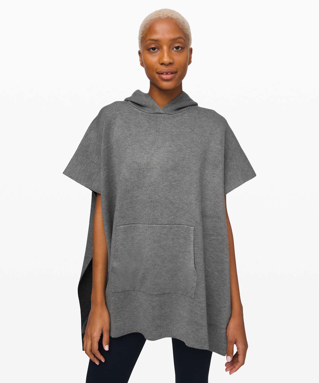 Grey hooded store poncho