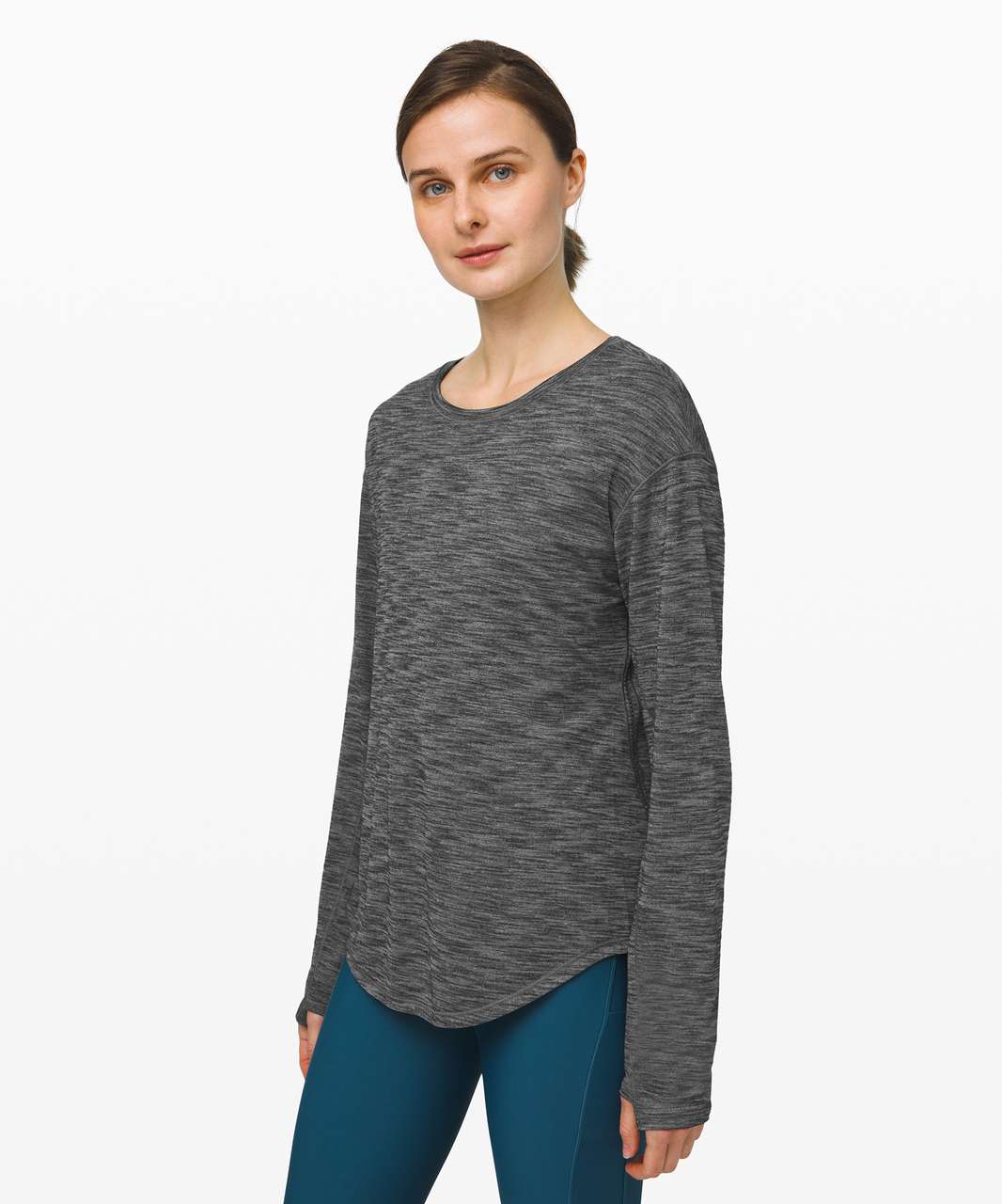 Lululemon Lost In Pace Long Sleeve - Heathered Black - lulu fanatics