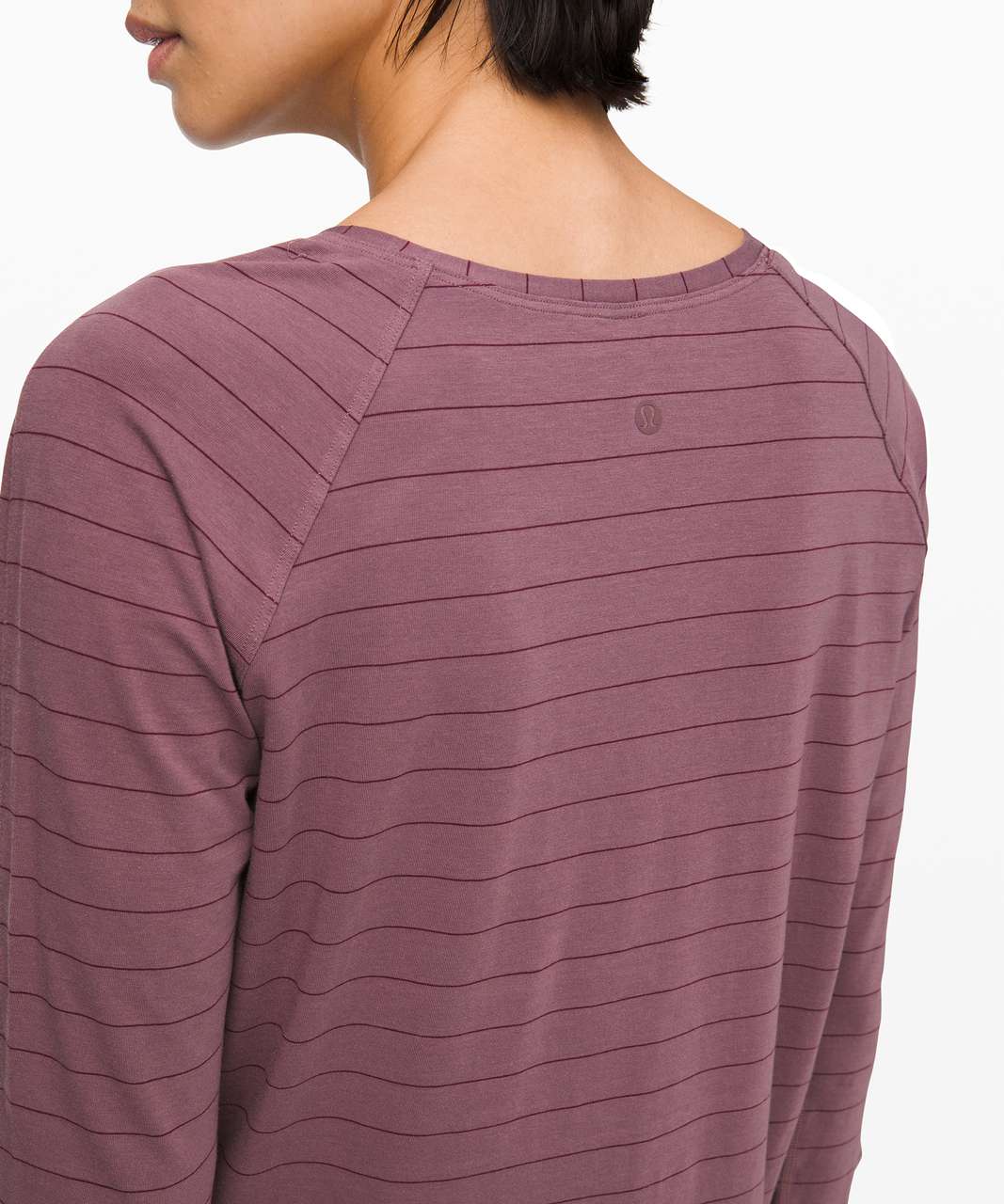 Lululemon Emerald Long Sleeve - Short Serve Stripe Antique Bark Garnet