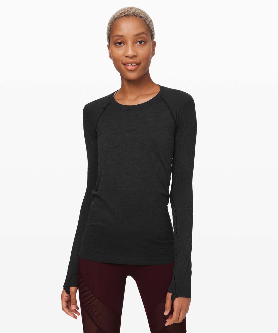 Lululemon Swiftly Tech Long Sleeve - Heathered Black - lulu fanatics