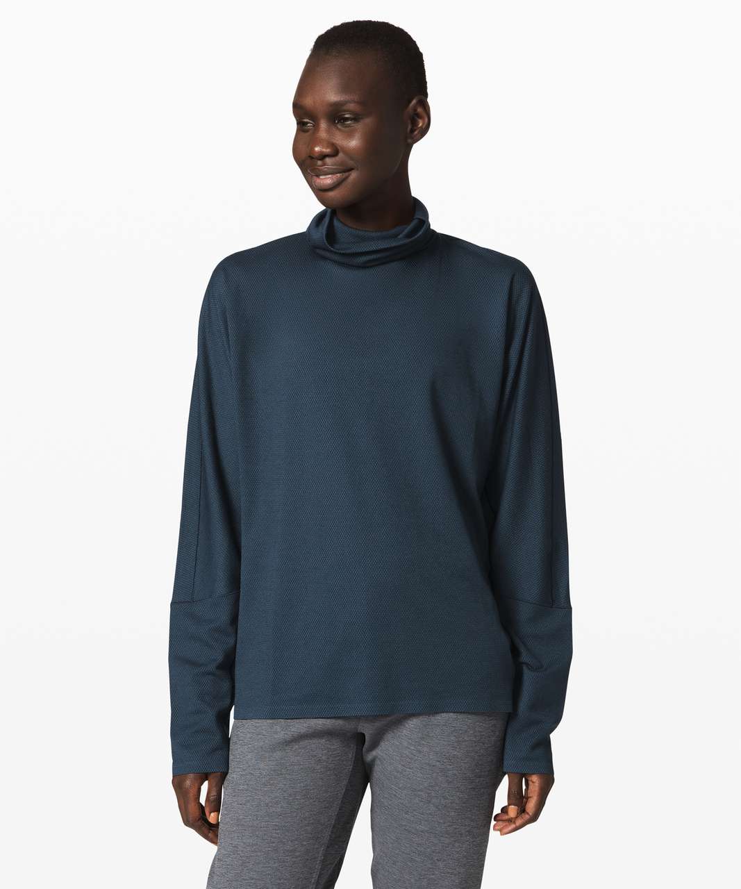 Blue long store sleeve turtleneck