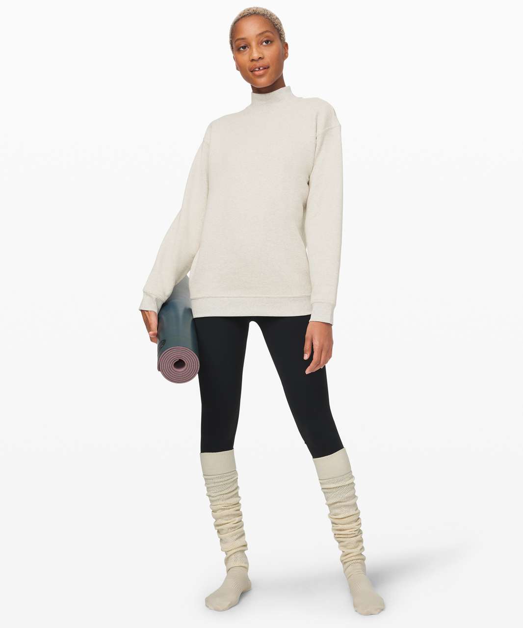 Lululemon All Yours Mock Neck - Heathered Light Ivory / Light Ivory