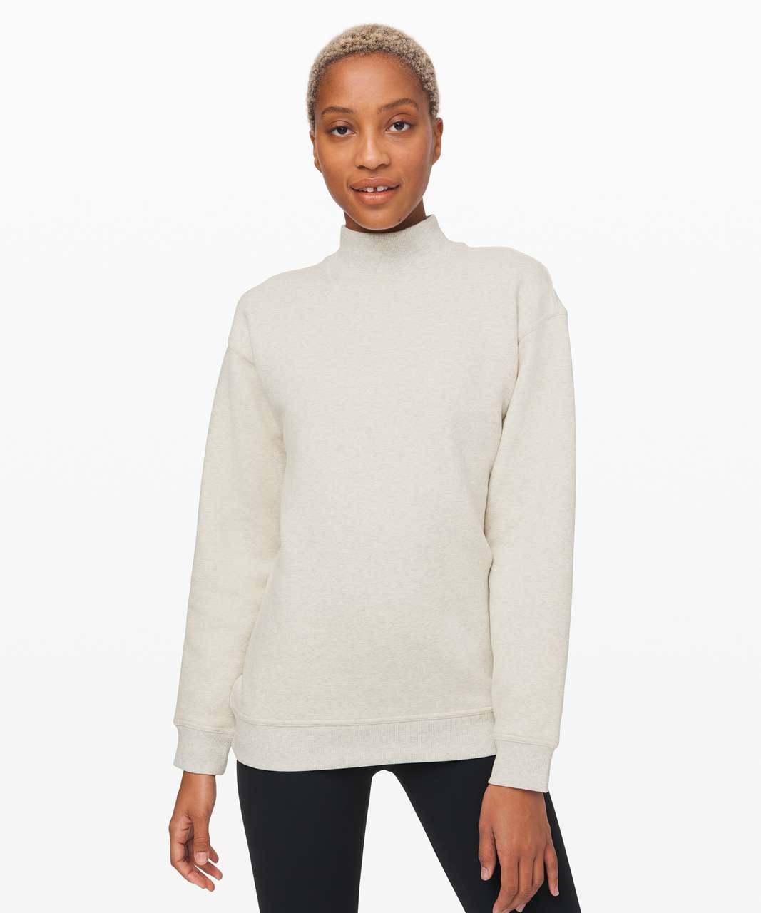 Lululemon All Yours Mock Neck - Heathered Light Ivory / Light Ivory - lulu  fanatics