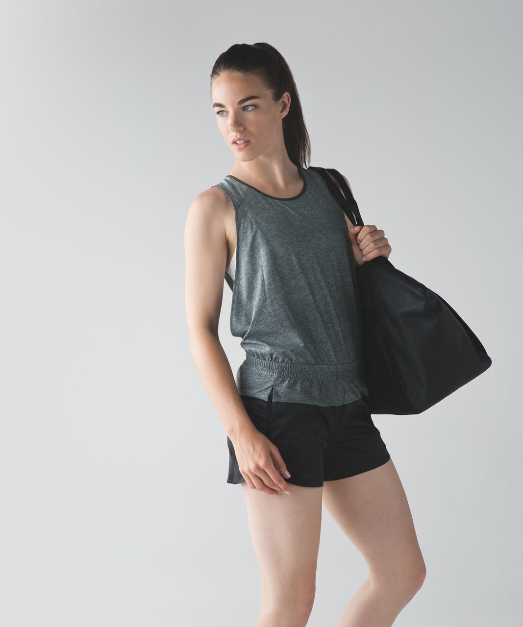 Lululemon Getaway Romper - Heathered Texture Printed Greyt Deep Coal / Black