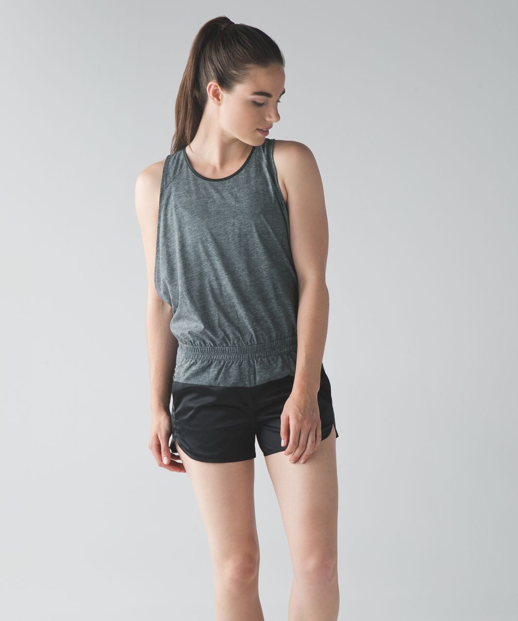 Lululemon Getaway Romper - Heathered Texture Printed Greyt Deep Coal / Black